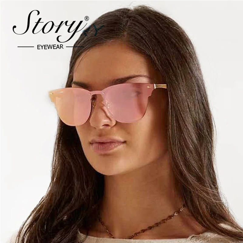 STORY брендовые дизайнерские розовые золотые солнцезащитные очки для женщин кошачий глаз солнцезащитные очки для женщин зеркальные Спортивные солнцезащитные очки lunette de soleil pour femmes