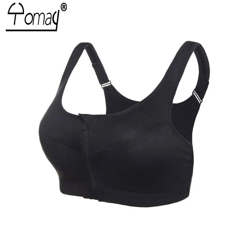 

S-5XL Professional Women Plus Size Sport Bra Vest Zipper Front Running Yoga Bra Push Up Shockproof Wirefree Crop GYM Fitness Top