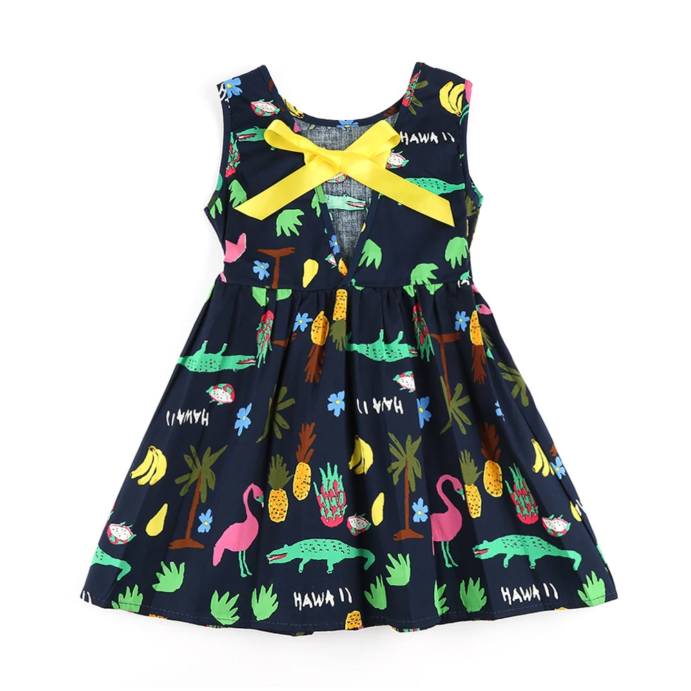 2020 New Girls Clothing Summer Girl Dress Children Kids Berry Dress Back V Dress Girls Cotton Kids Vest dress Children Clothes