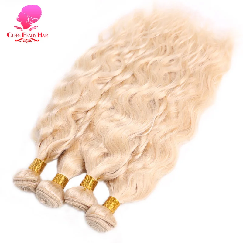 

QUEEN BEAUTY 1/3/4 Bundles 613 Honey Blonde Hair Color Peruvian Human Hair Weave Natural Wave Remy Hair Extensions Free Shipping