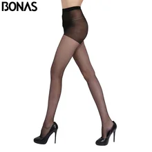 BONAS Spring Sexy Nylon Tights For Women’s Slim Spandex Fashion Black Pantyhose Resistant Female Stockings Solid Design Hosiery