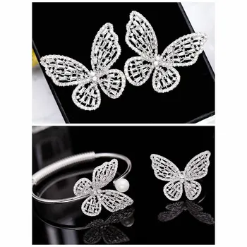 

SINZRY creative cubic zircon butterfly earring ring jewelry sets 3pcs per set