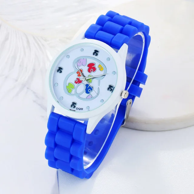 Роскошные брендовые Силиконовые кварцевые часы с медведем reloj mujer женские часы желе повседневные женские наручные часы Relogio Feminino - Цвет: Синий