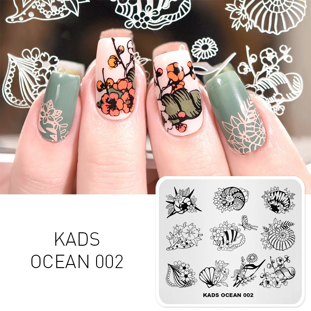 Rolabling Ocean Shell Flower Template Stencil Beauty Tools Nail Art Image Stamp Nail Art