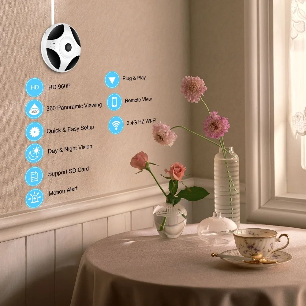 BESDER панорамная Wi Fi камера 360 градусов HD 1080P 960P беспроводная IP для домашней системы