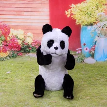 plastic&furs sitting pose giant panda model about 32x20cm artificial panda handicraft prop home garden decoration gift d2357