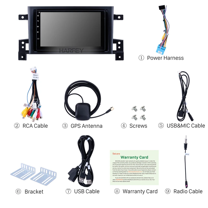 Sale Harfey 7 inch 2Din Android 9.0 GPS Navigation Multimedia Player For Suzuki Vitara 2005-2013 Car Radio Head Unit Support RDS 3