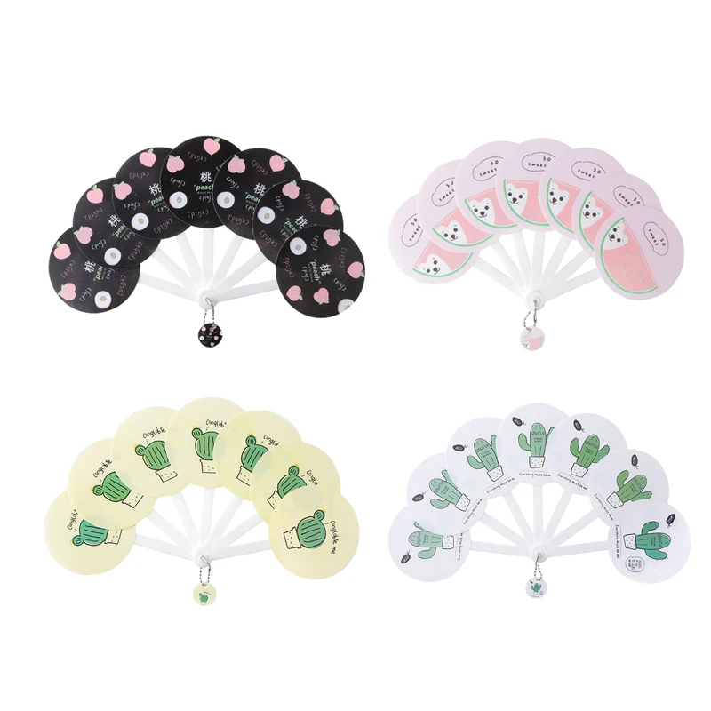

Summer Cool Small Fresh Pp Fan Japanese Style Seven Fold Fan Creative Cute Cartoon With Hand Fan Student