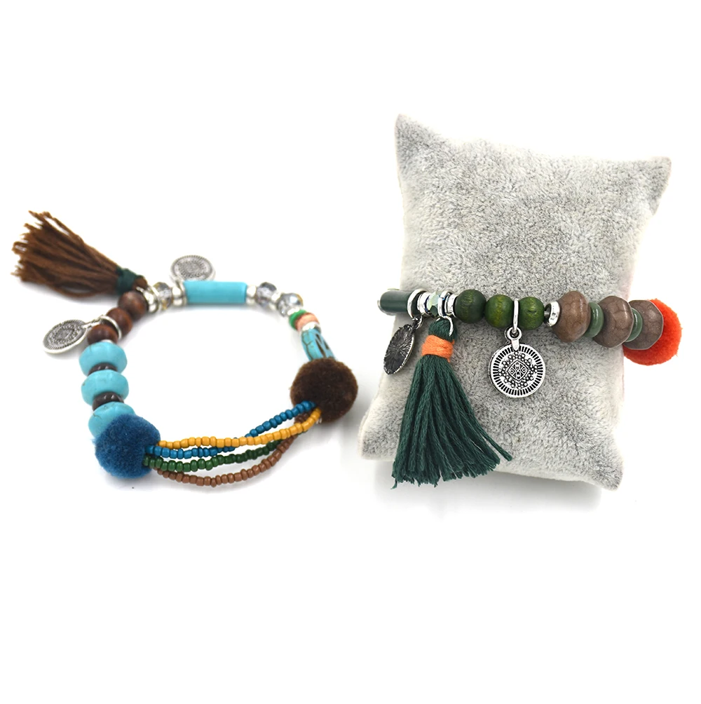 Ювелирные изделия ручной работы в богемном стиле кожаные браслеты с кисточками и