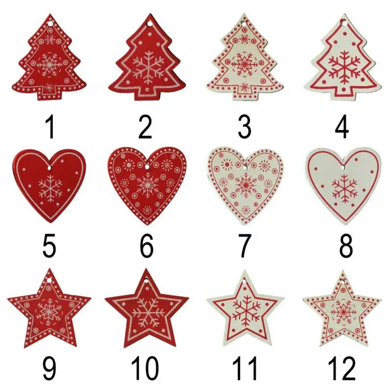 

10pcs/Lot 5CM Christmas Ornaments Natural Wooden Pendant Snowflake Wood Diy Crafts Gifts Xmas Tree Decoration for Home New Year