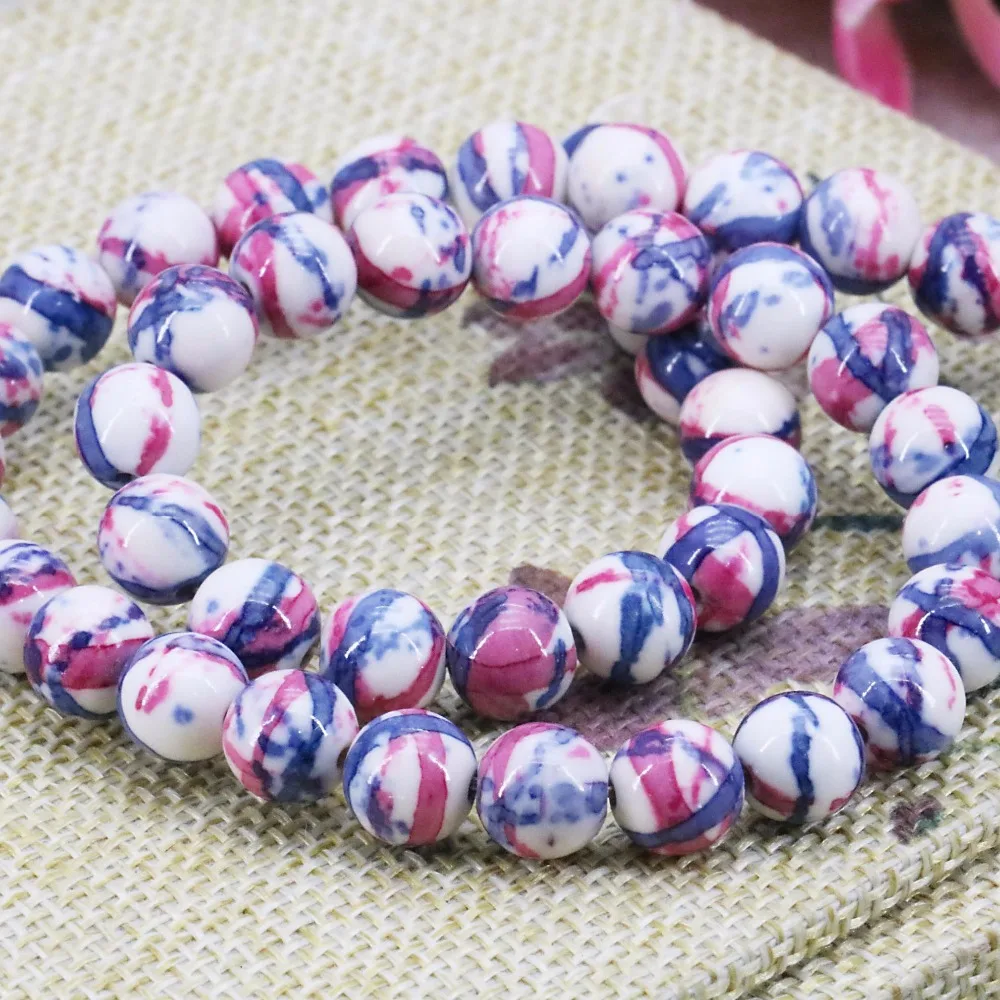 8mm Purple Multicolor Semi precious Riverstones Rain