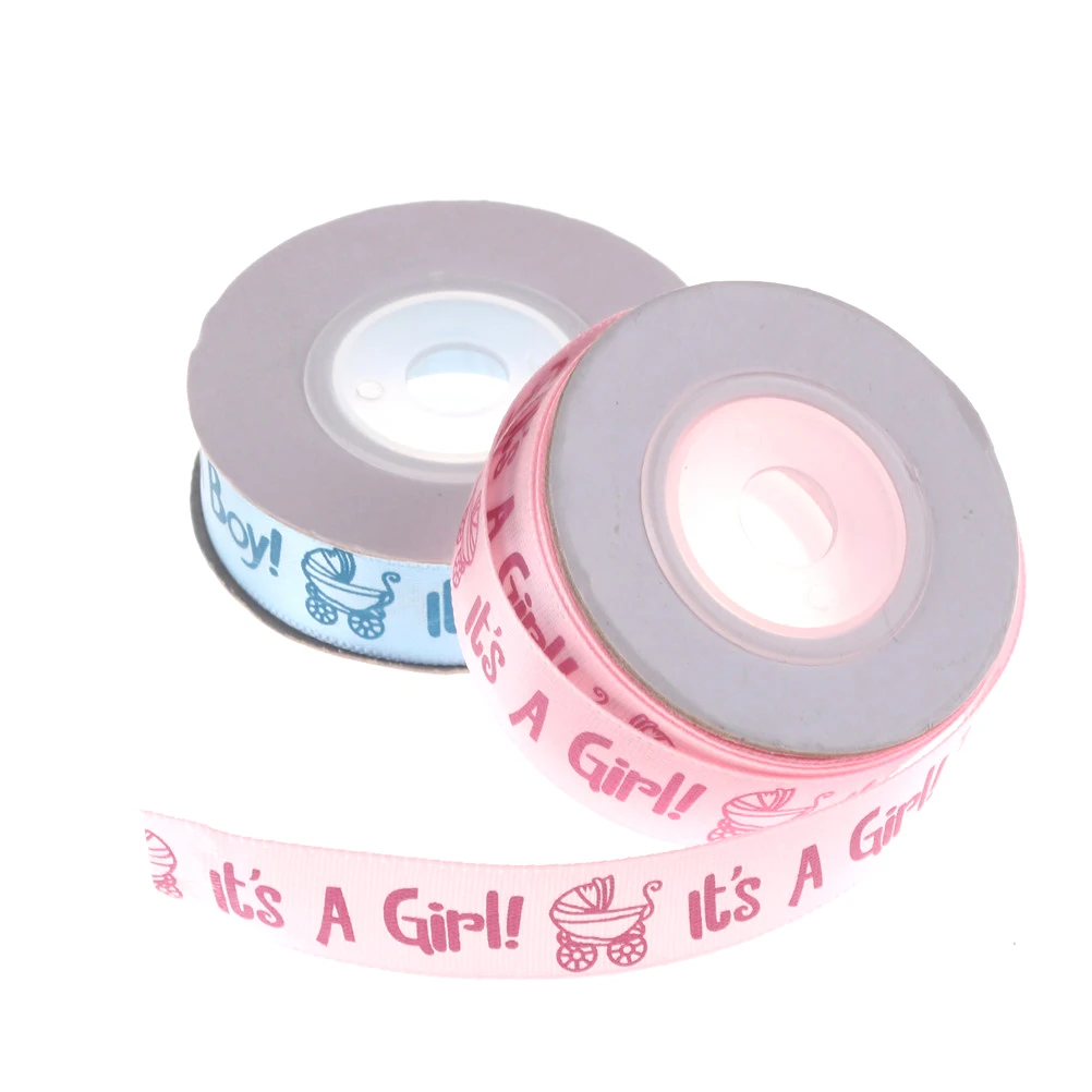10Yard It is a Boy Girl Printed Ribbon Baby Shower Christening Satin Gift Packing DIY Crafts Christmas Ribbons|Ленты| |