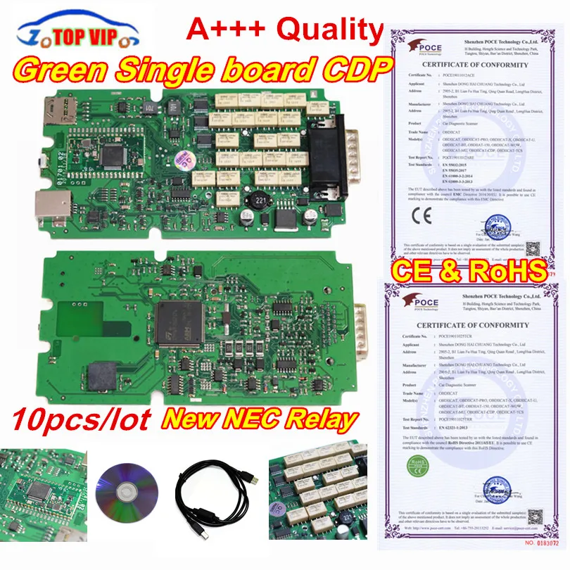 

10pcs/lot DHL Free A+++ Quality Newest 2016.00 KEYGEN TCS CDP With Single Green PCB Chip For Cars Trucks Multibrand Vehicles D