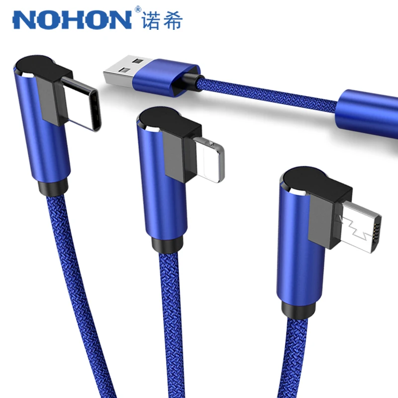 Goede NOHON Universele L Vorm 3 in 1 Micro USB Type C Verlichting Charger Cable 8 Pin Voor iPhone X 8 Plus Voor Xiaomi Huawei Lading Kabels