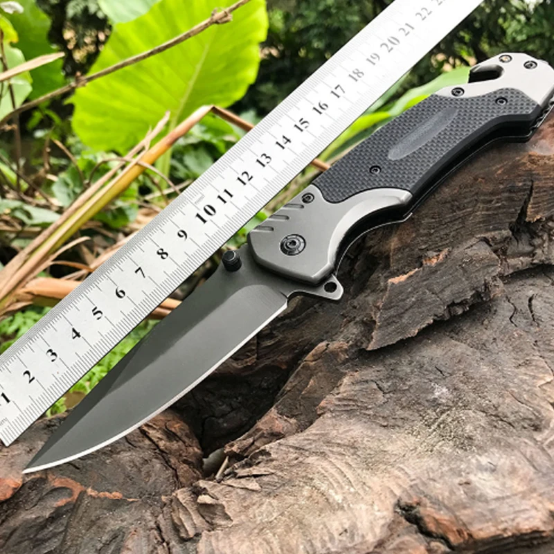 Online Cuchillo plegable multifunción de titanio negro de supervivencia táctica EDC cuchillo de combate Camping Multi herramienta cuchillo de bolsillo de exterior