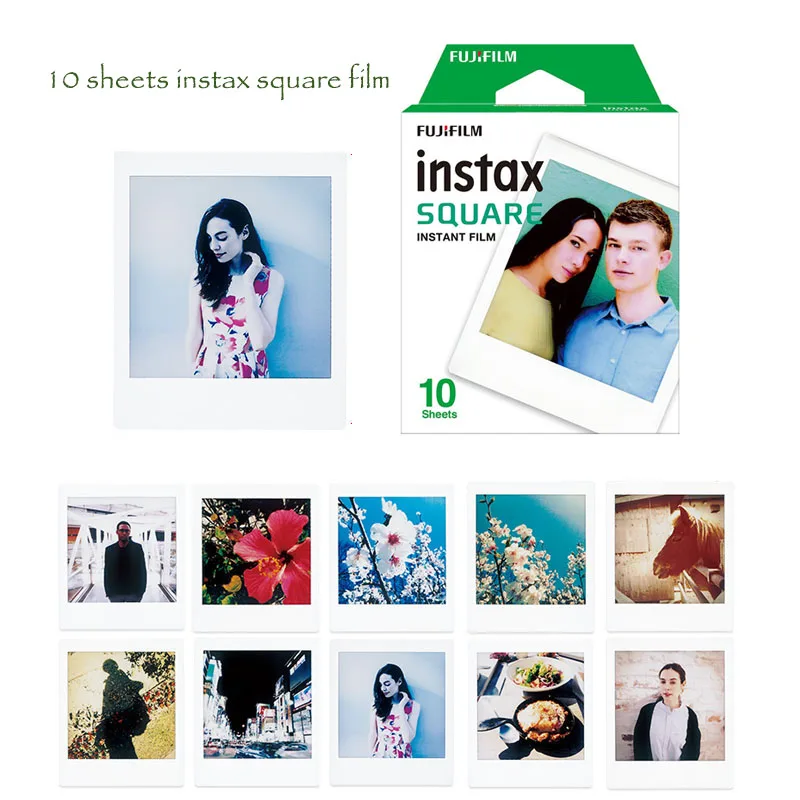 Подлинная Fujifilm Instax квадратная мгновенная пленка для Fuji SQ10 SQ6 камеры, Fujifilm смартфон поделиться SP-3 принтер, квадратный фотоальбом - Цвет: 10 sheets white