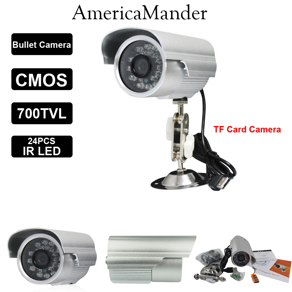  CMOS TF Card Outdoor IP66 Waterproof USB IR Night Vision Security Surveillance Bullet CCTV Camera Video Recorder System K808 