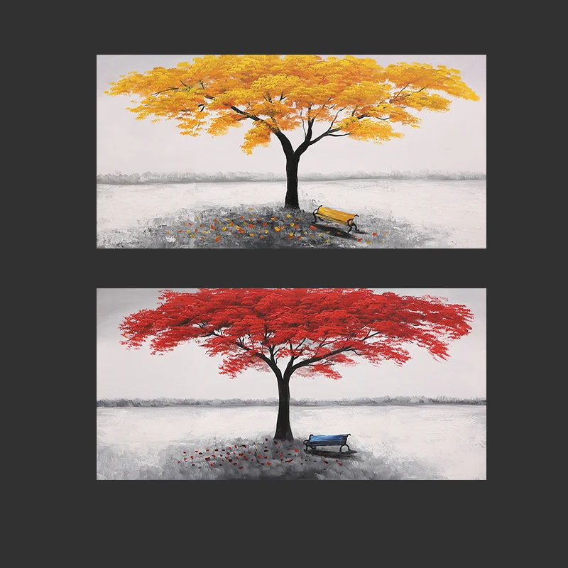 

Abstract Natural Red and Gold Tree 100% handmade Oil painting on Canvas Wall Art Pictures For Living Room Bed Room Home Decor