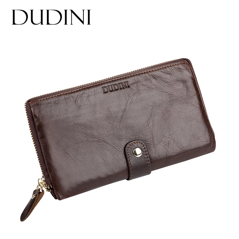 

[DUDINI] Italian Design Long Leather Wallet Large Capacity Baggage Bag Multi-Card Bit Long Wallets Clutch Zipper Organizer