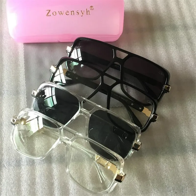 

Zowensyh New Famous popular Brand Designer Logo Retro Goggles Clear Gradient Lens Sun Glasses Oversize UV400 Sunglasses For Men