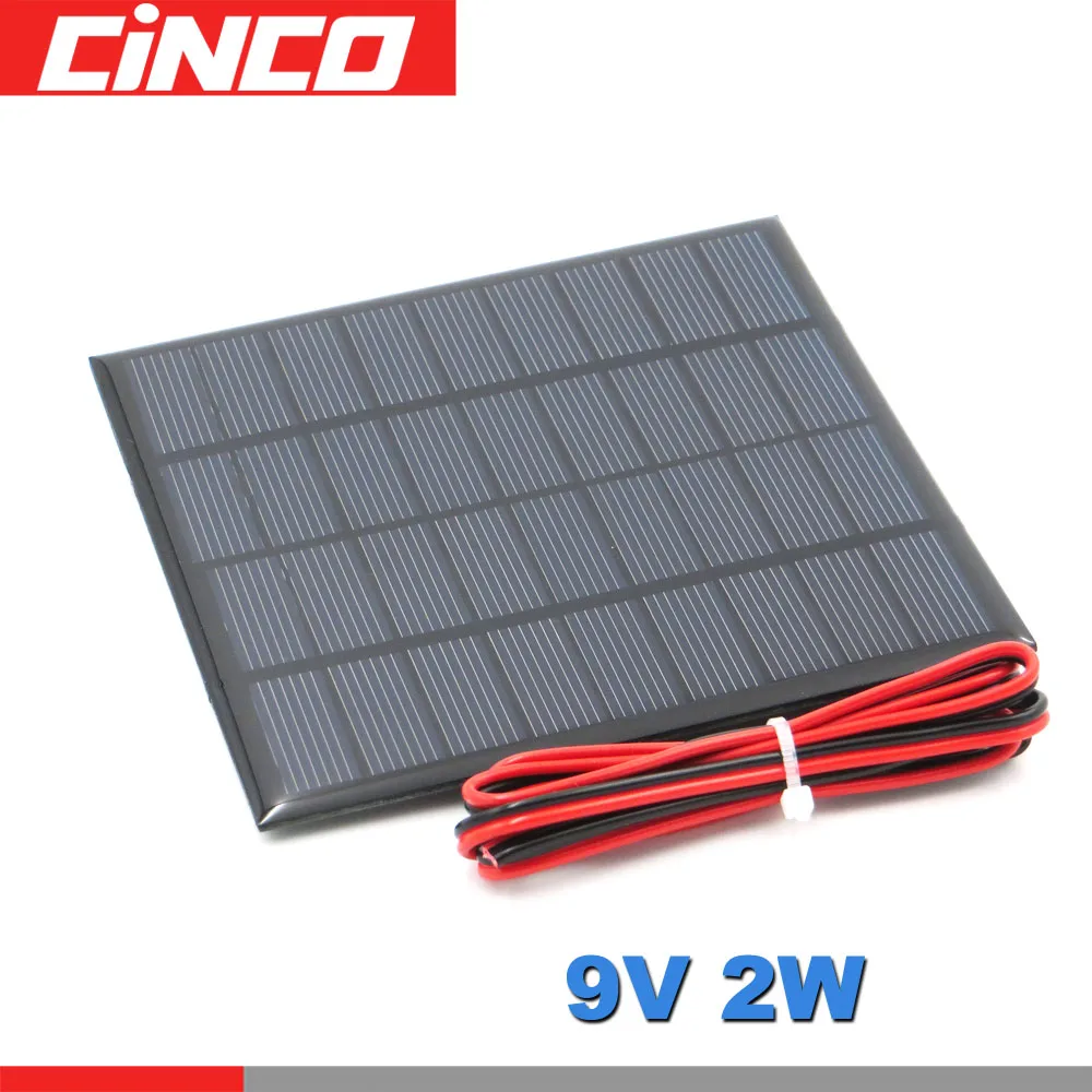 

9 V 2 W extend wire Solar Panel Polycrystalline Silicon DIY Battery Charger Small Mini Solar Cell cable toy 9V Volt Watt 2W