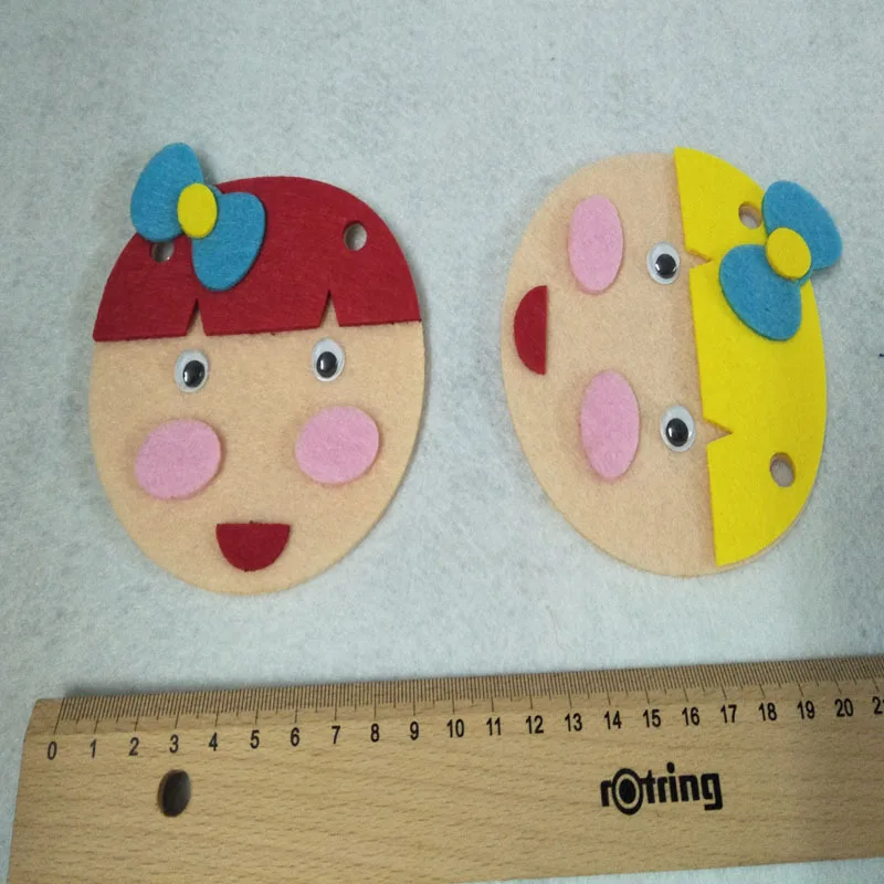10x9.5cm 4 Colors Braid Girl Children handmade Felt Early Learning Tool handwork Nonwoven Decoration DIY Felt Package Decoration
