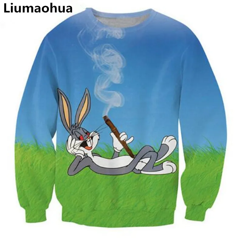 Liumaohua/Новинка толстовка с изображением Банни Looney Tunes 3d принтом пуловер длинными