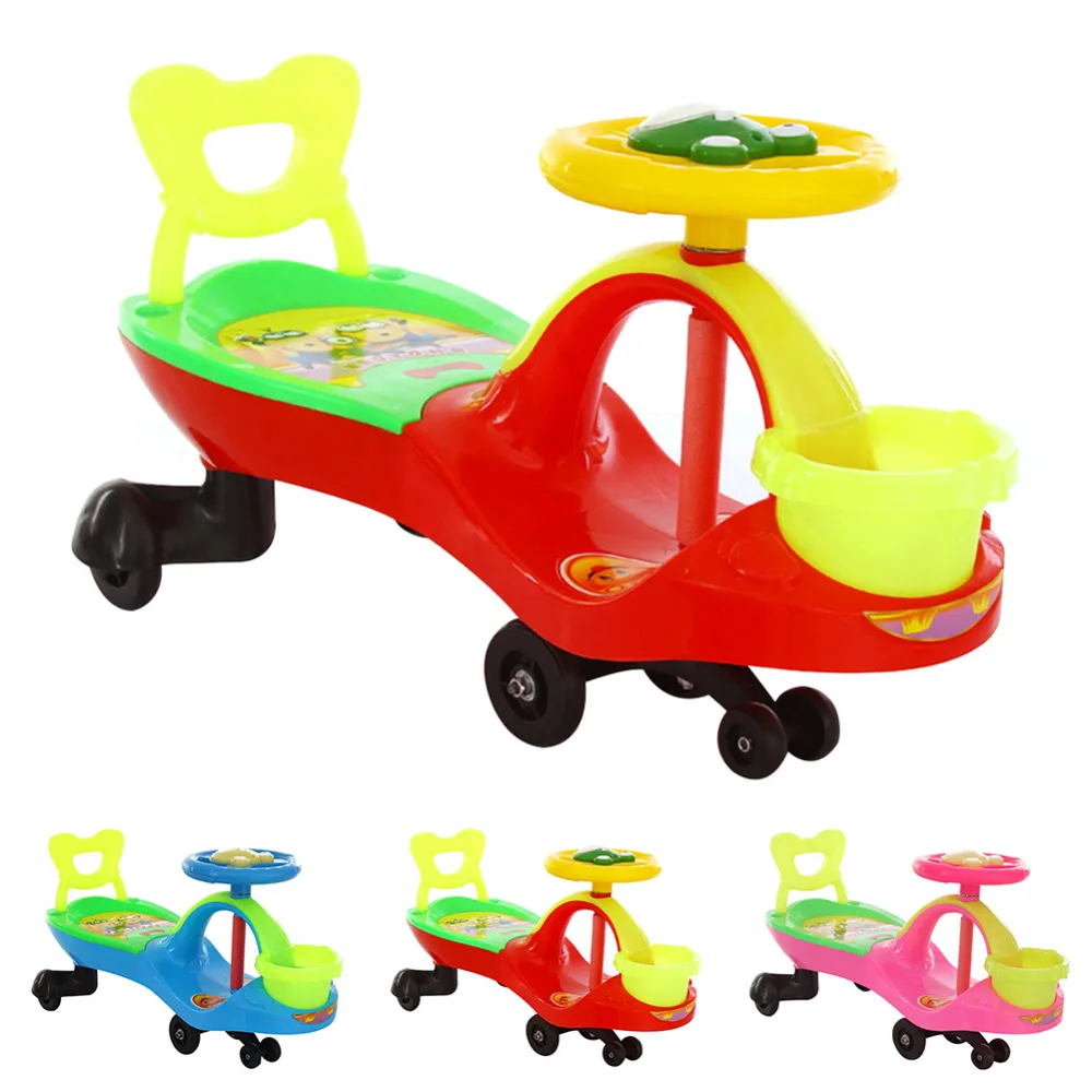 

New Kids Scooter Children Swing Car Baby Walker with Canasta + Lazyback + Music Toy Twist Car best Gift to Children Wholesale