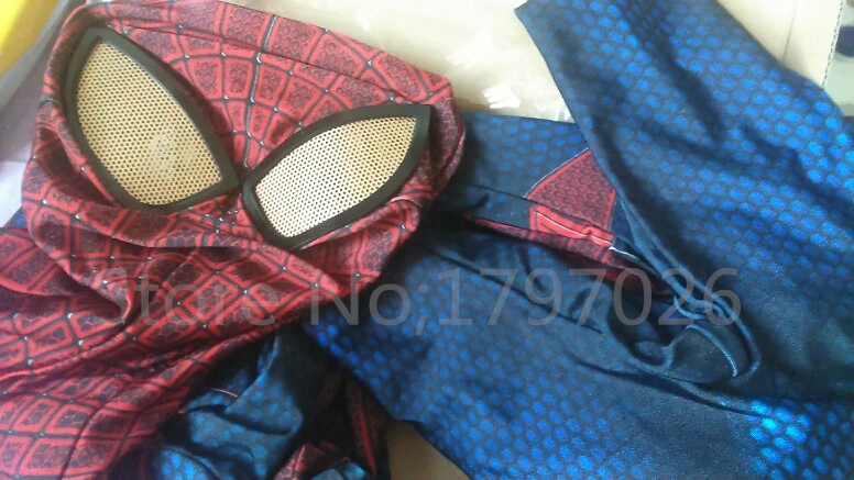 Handmade Halloween Superhero Aveners Movie Spiderman 2 Zentai Suits Women Men Kids Spiderman Costume With Eyemask/Shoes