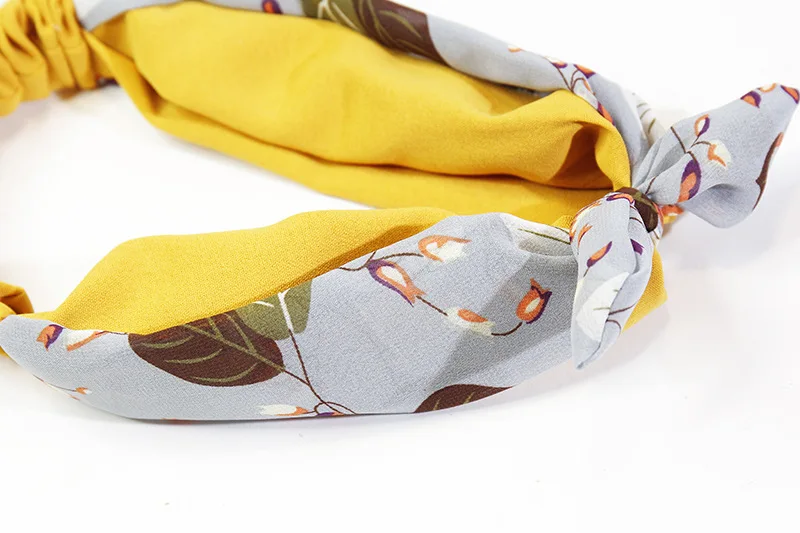 14Chiffon Bunny Ears Baby Girl Hairband High Elastic Comfort Newborn Toddler Headband Fashion Floral Print Headwear Hair Accessories