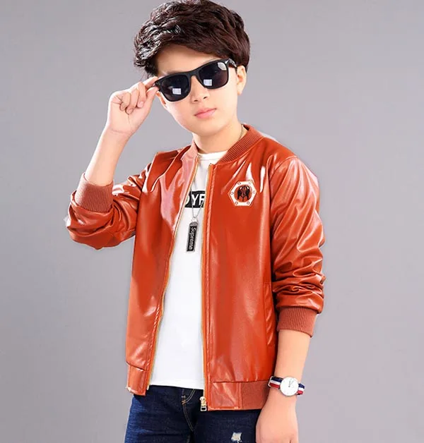 

Детская одежда Весна и осень кожаная куртка для мальчиков из искусственной кожи пальто От 3 до 12 лет синтетический кожаная куртка
