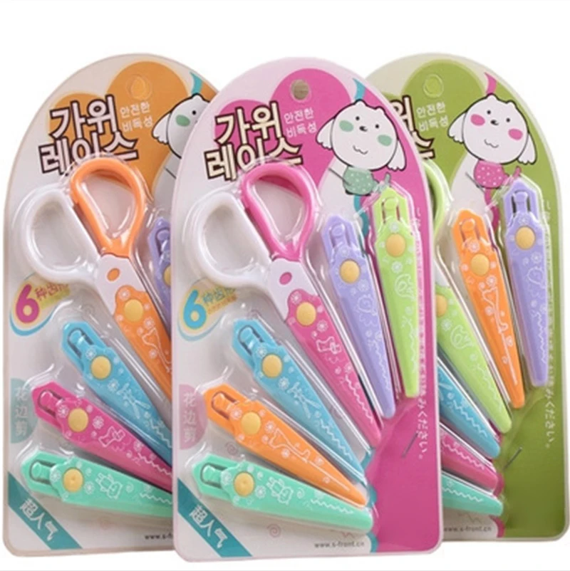 

Free shipping DIY Cute Kawaii Plastic Scissors For Paper Cutter Scrapbooking Kids Office School Supplies Korean Stationery