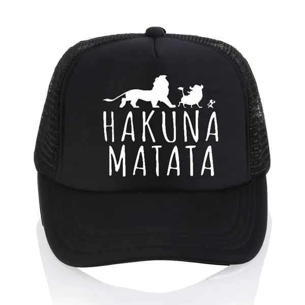 Новые Бейсболки Hakuna Matata с буквенным принтом для мужчин и женщин, летняя сетчатая Кепка, модная уличная солнцезащитная Кепка для мужчин, Кепка для водителя грузовика - Цвет: Черный