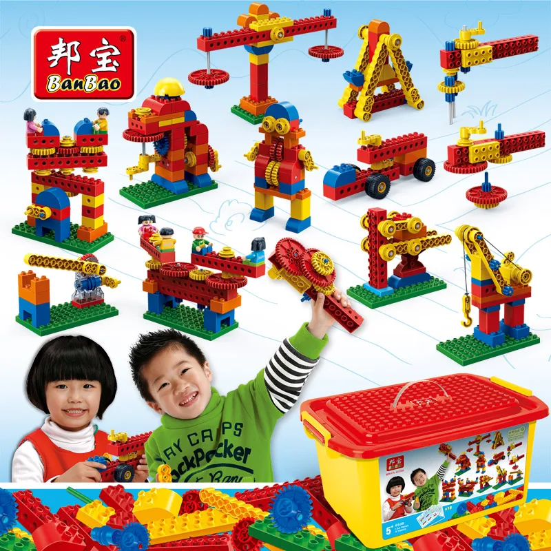 

BanBao Larger Particles Toy Robot Assembled Mechanical Gear Blocks Bricks Educational Building Toys For Kids Children Gifts 6538