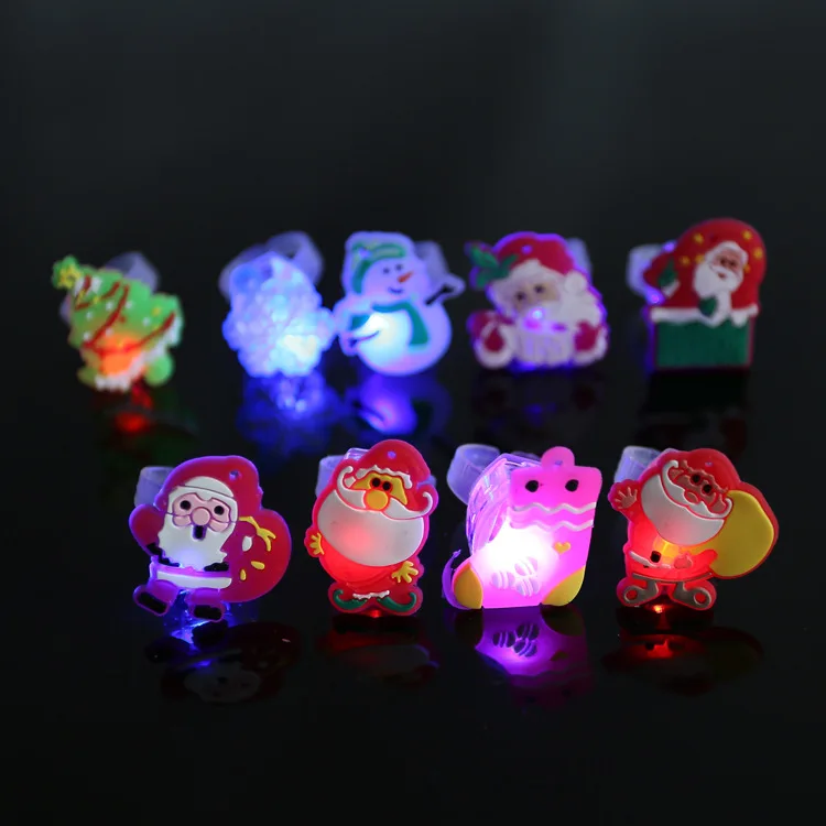 5pcs lot Hot sale light up toys cute cartoon luminous rings lovely santa claus flashing rings