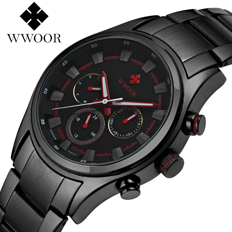 

WWOOR Wrist Watch Men Top Brand Luxury Famous Male Clock Quartz Watch Wristwatch Quartz-watch Relogio Masculino WR8015H-Black-H