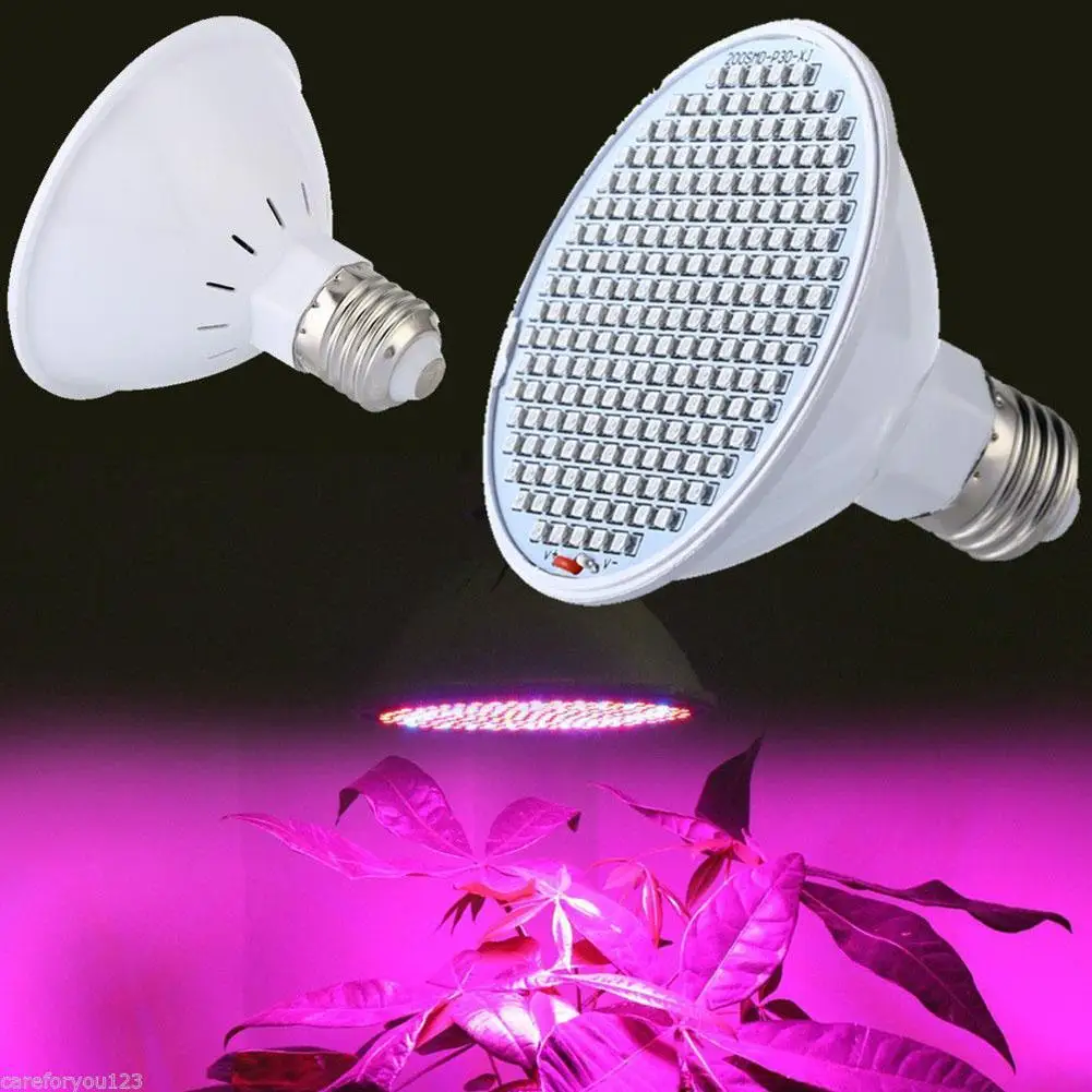 Full Spectrum Led Grow Lights E27 24W 200 LED Grow Lamp for Flower