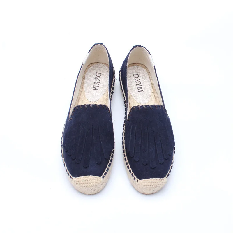 Женские холщовые Эспадрильи с бахромой на плоской платформе|tassel loafers|canvas