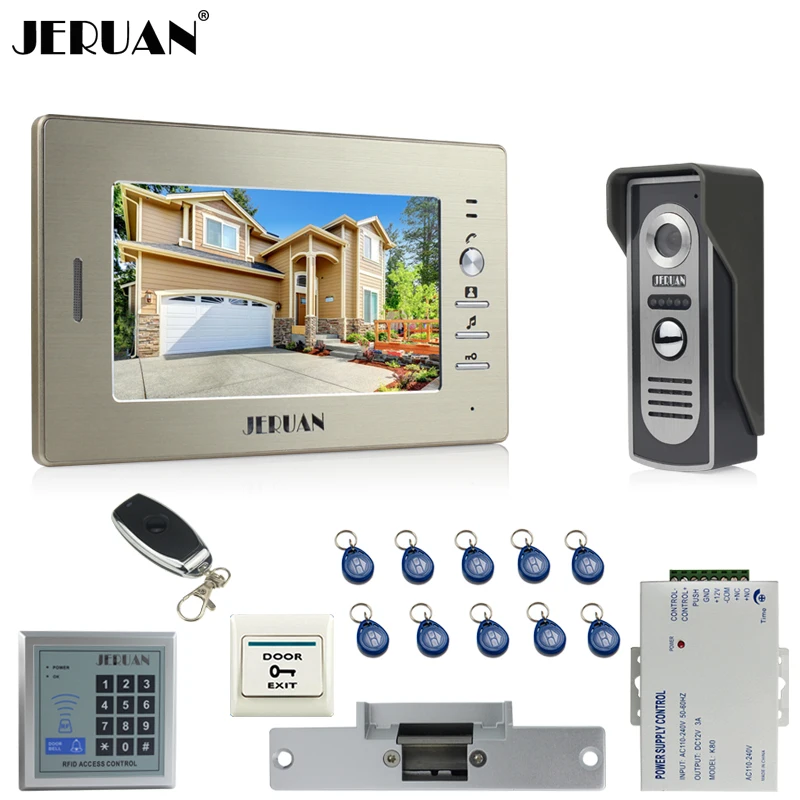 

JERUAN 7`` color video Door phone+700TVL COMS camera+Access Control System+Cathode lock+FREE SHIPPING
