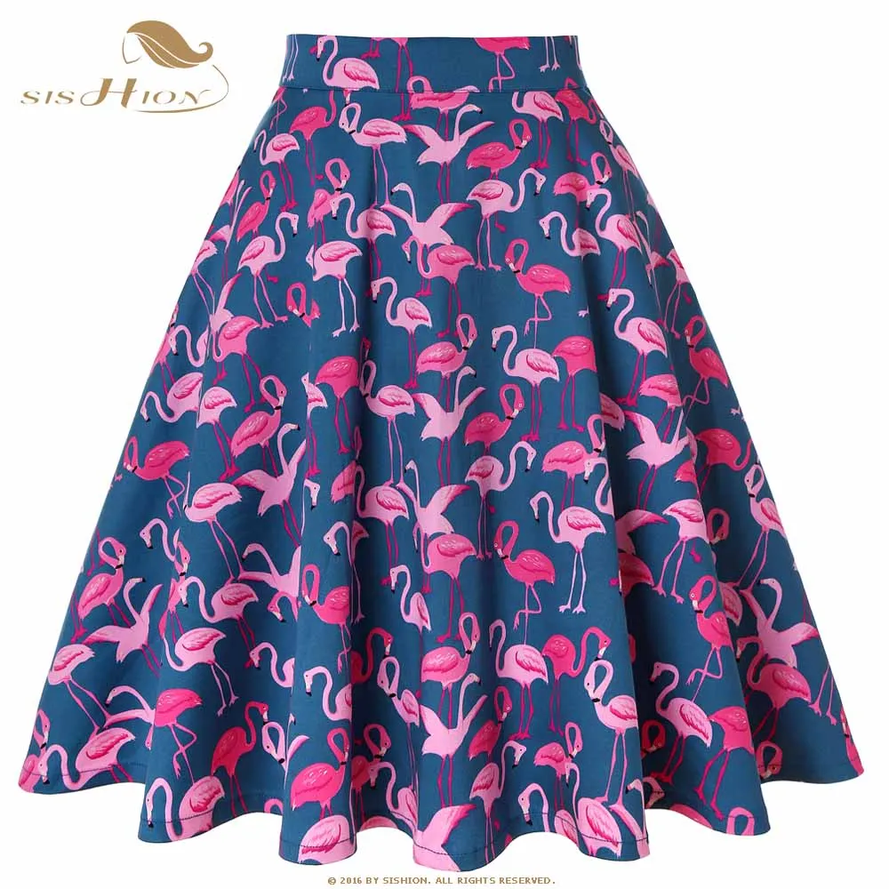 

SISHION Plus Size Skirts Womens jupe femme VD0020 High Waist Flamingo Summer Skirt Cotton falda mujer Tutu Sexy Women Skirt