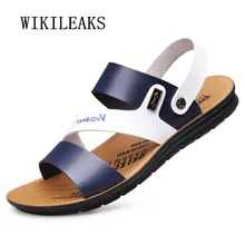 Мужские сандалии; летние пляжные сандалии; Роскошная брендовая Повседневная обувь; sapato masculino; кожаная обувь; мужские шлепанцы на плоской подошве; zapatos hombre