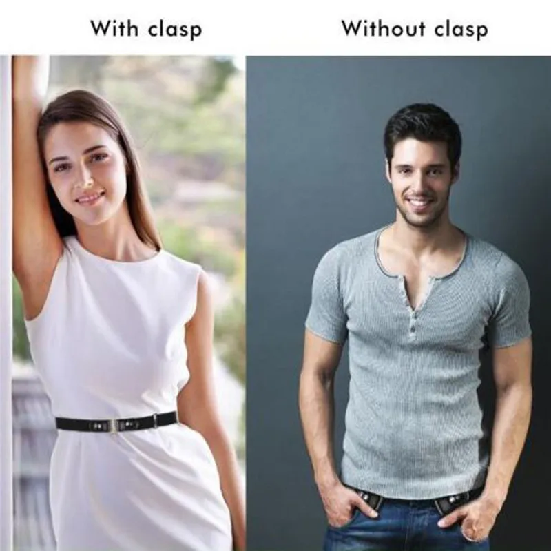 Invisible Lazy Buckle-Free Elastic Waist Belt Stretchy Women Men Jeans Pants Dress Waistband Adjustable No Hassle 40JA3012