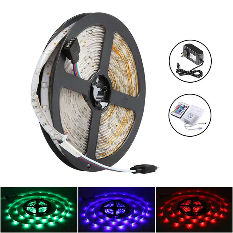 #Best 5M 300Leds 3528 Smd Rgb Led Light Strip + 44 Key Ir Remote Controller Non Waterproof Dc12V 60Leds M Flexible Lighting Ribbon T