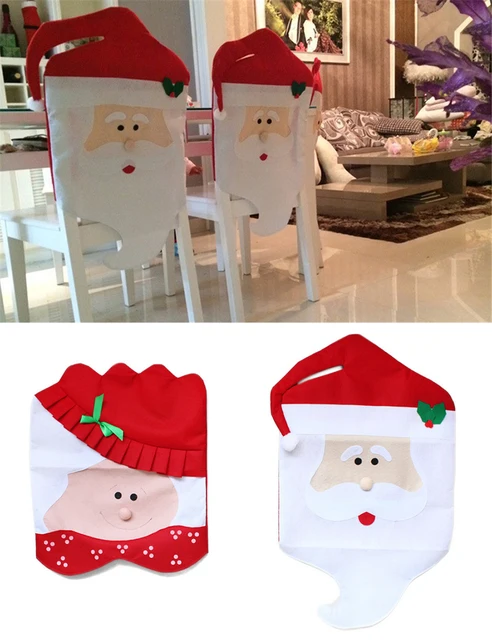 Lovely Mr Mrs Santa Claus Christmas Dining Room Chair Cover Seat Back Coat Home