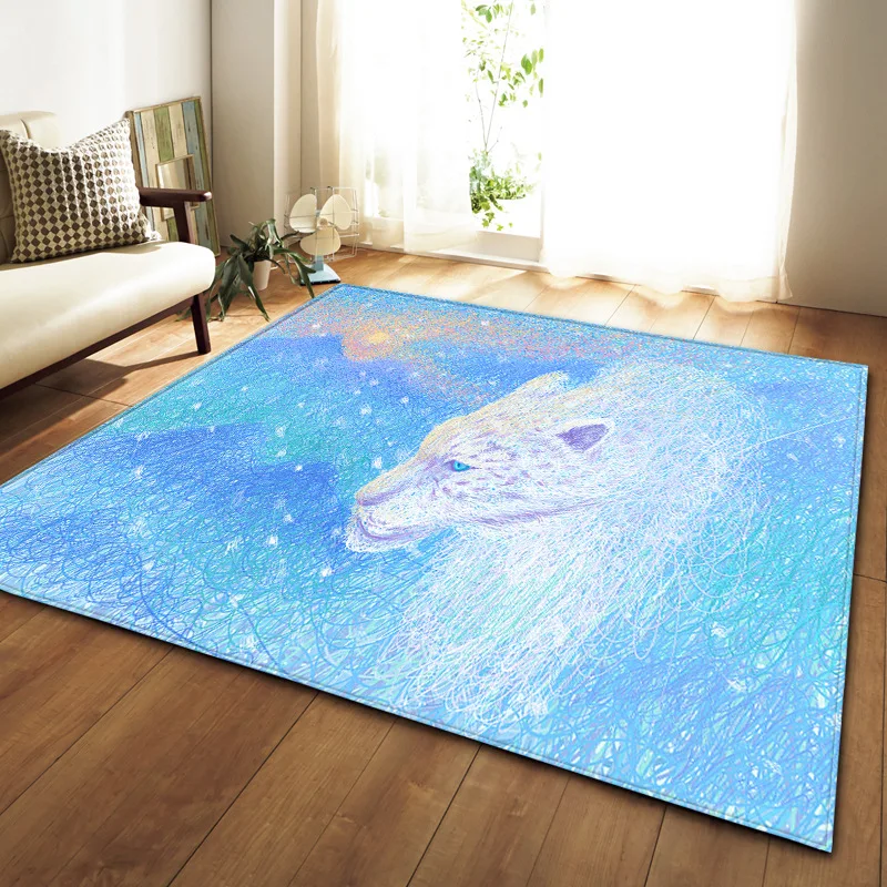 3D Animal Blue Printing Leopard Flamingo Fish Carpet And Rugs For The Living Room Children's Rug Burrito Blanket Large Yoga Mat | Дом и