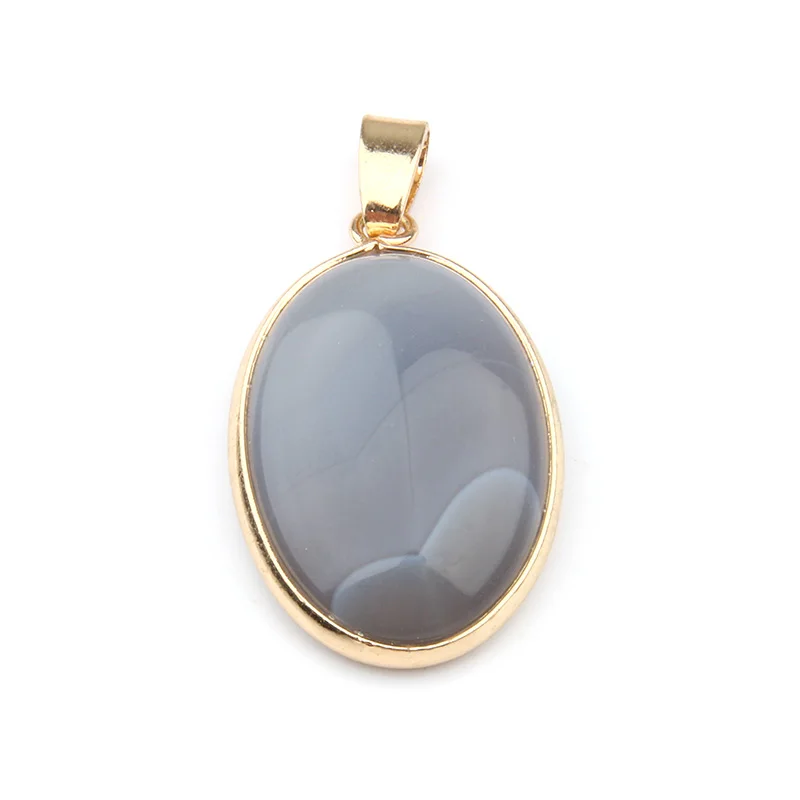 Natural Stone Pendant Oval Shape Pendants Agates/ Tiger Eye Charms for Necklaces Jewelry Making 3.6*1.9*0.7cm
