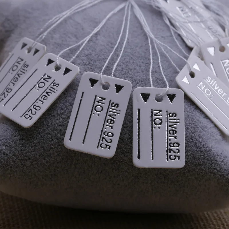 

1000PCS 925 Silver Label String Price Tags Display 0.9x0.6" FASHION