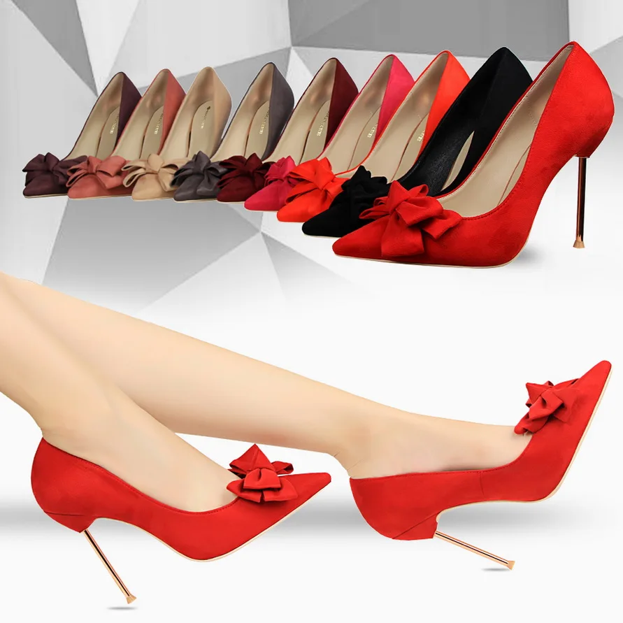 

Free shipping new arrival women pumps high heels pointed toe bow wedding sandals women shoes