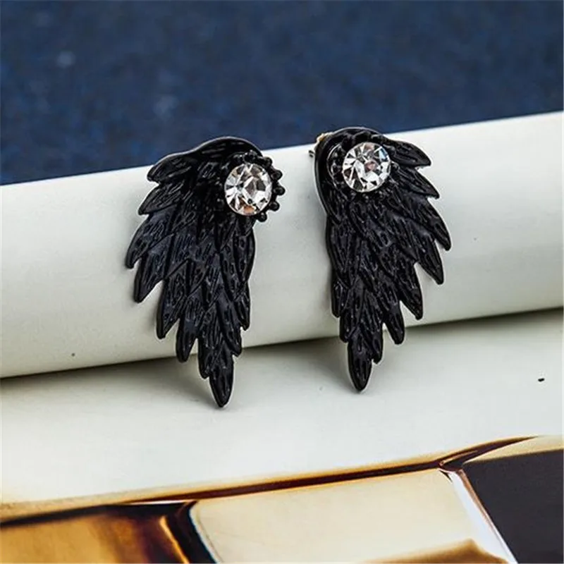 FUNIQUE Women Charm Vintage Rhinestone Alloy Stud Earrings For Jewelry Gift 2018 Angel Wings Ear | Украшения и аксессуары