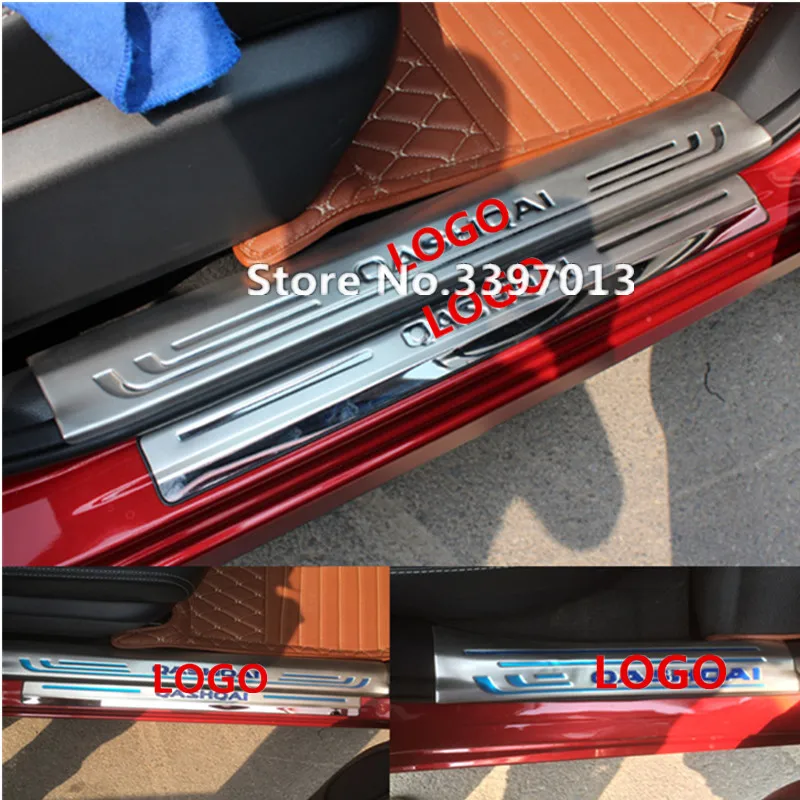 

LB Stainless steel Door Sill Scuff Plate Thresholds Pad Tread Plate Welcome Pedal Protector trim For Qashqai 2014-2016 Car styli